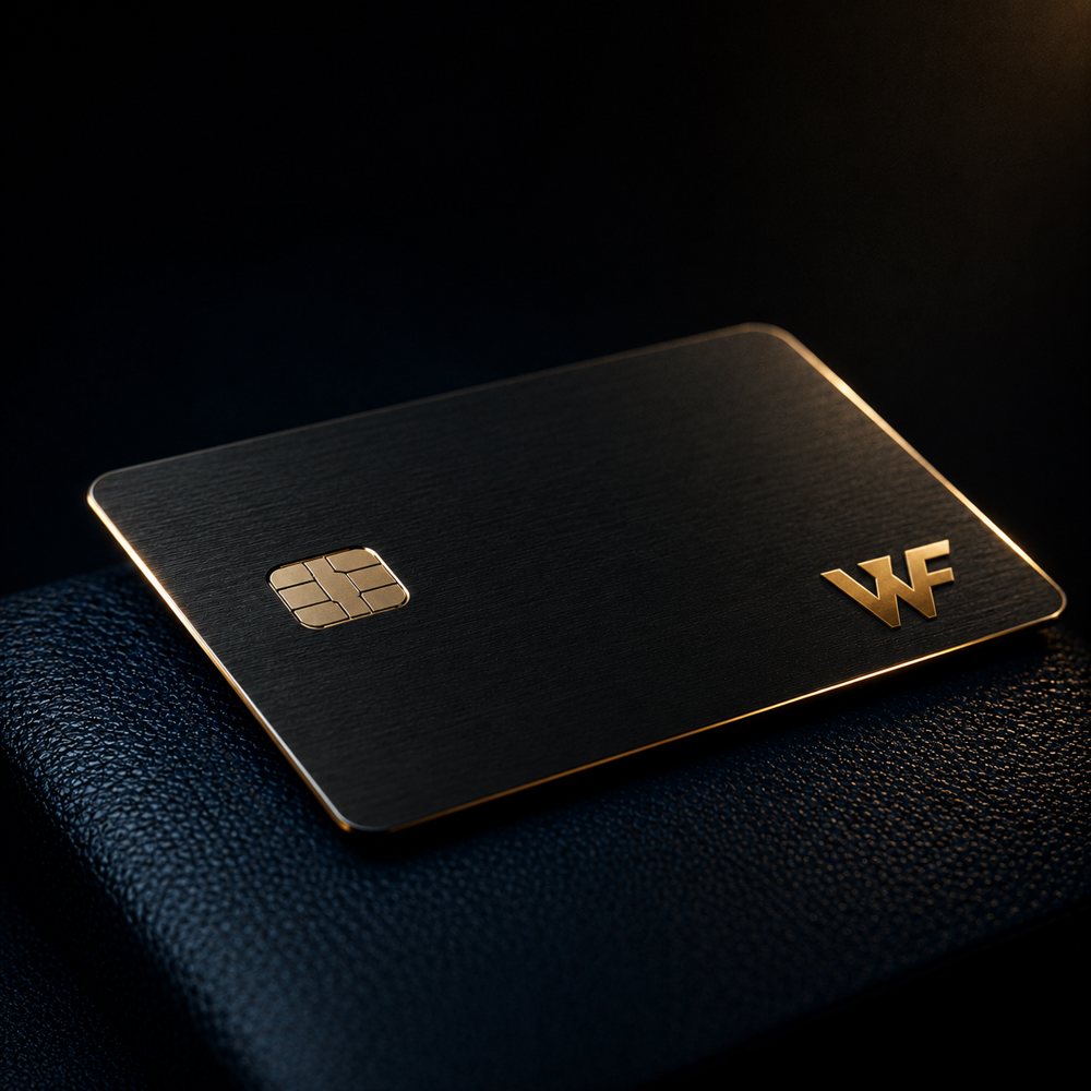 The WealthFlip black metal card